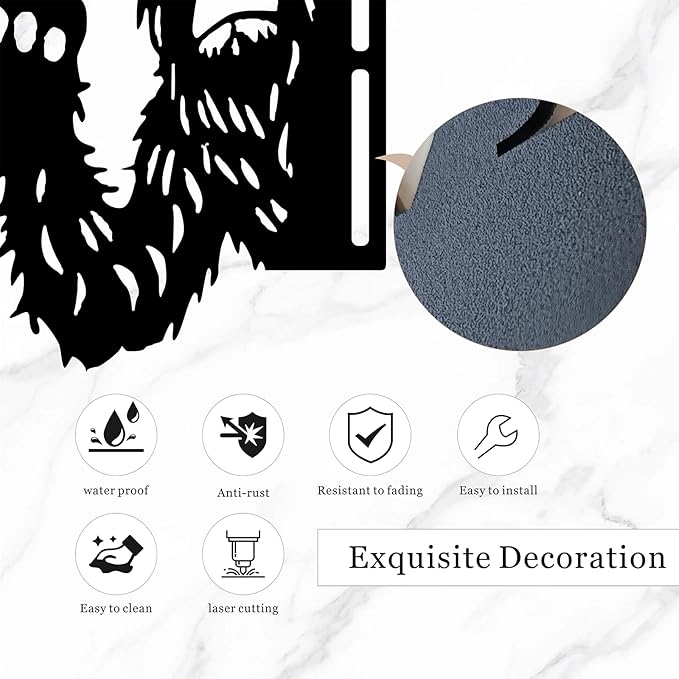 Quanqiuyi Funny Bigfoot Wall Art - Rustproof Metal Sculpture for Outdoor Garden & Patio Decor, Wilderness Theme Novelty Gift