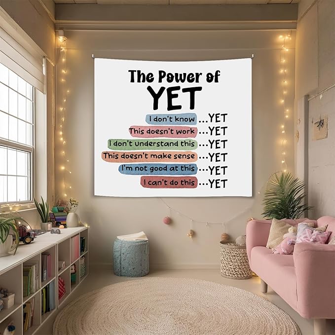 Soft Flannel Wall Tapestry – The Power of Yet Inspirational Tapestry,Cute Wall Hanging Decor for Bedroom Living Room Kids Room Decor,Birthday Party Wall Art Decoration 59x51 inch(Colorful-The power)