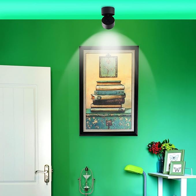 LED Ceiling Spotlight Indoor Dimmable - Tuya Smart Life 360° Adjustable 12W COB Ceiling Downlight Aluminum Hard Wired For Bedrooms Rooms Corridors Painting Background Walls (Black, A (4.02"*3.94"))