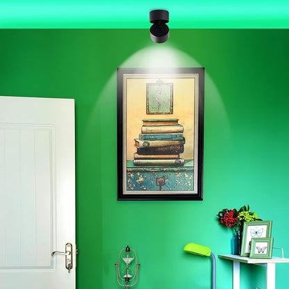 LED Ceiling Spotlight Indoor Dimmable - Tuya Smart Life 360° Adjustable 12W COB Ceiling Downlight Aluminum Hard Wired For Bedrooms Rooms Corridors Painting Background Walls (Black, A (4.02"*3.94"))