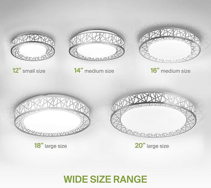 ASD 18 Inch LED Flush Mount Ceiling Light Fixture for Bedroom, 35W 1992LM 5CCT 2700K-5000K, Triac Dimmable Lights, Dining, Living Room, Kitchen Lamps, Modern Home Lighting Fixtures, Nickel, ETL