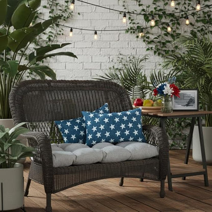 Set of 2 Outdoor Throw Pillows 19 x 12 Inch – Reversible Rectangle Patio Accent Pillows – Weather-Resistant Polyester Fabric – Eco-Friendly Recycled Polyfiber Fill – Stars