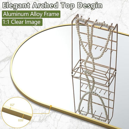 Prywot Full Length Mirror, Oversized 81"x41" Arched-Top Floor Mirror, Free Standing Mirrors, Modern Full Body Mirrors with Aluminum Alloy Frame for Bedroom,Living Room, Gold