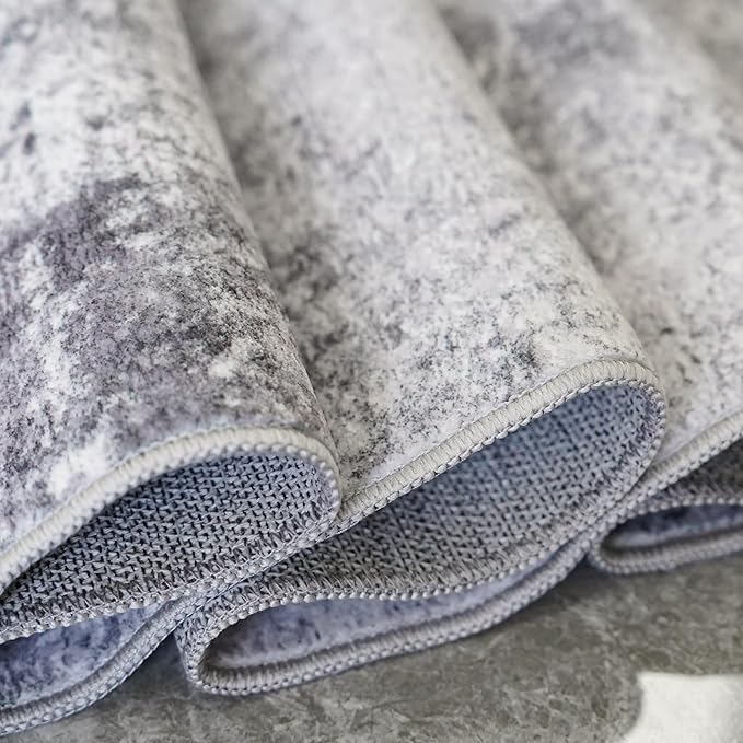 RUUGME Washable Runner Rug 3x6: Modern Abstract Non-Slip Low Pile Hallway Runners for Entryway Kitchen Laundry Bathroom Stain Resistant Easy to Clean for Pet Families 3x6 Grey