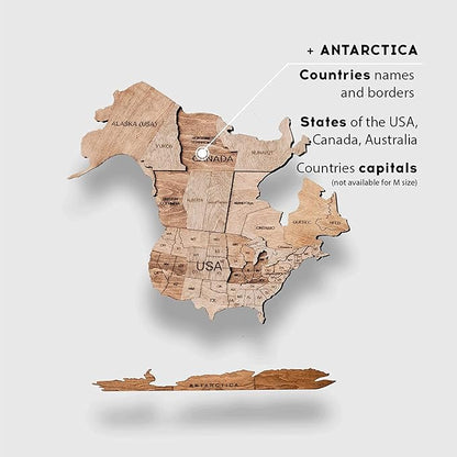 Enjoy The Wood 3D Wooden World Map Wall Art - Large Travel Map with Pins for Art Decor - Decorative Map of the World for Home, Office - Travel Wall Art Housewarming Gift Idea (Terra, L, Unframed)