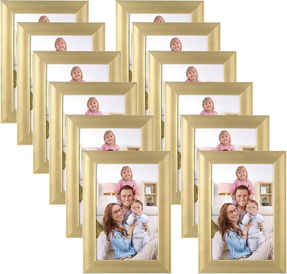 Giftgarden 4x6 Picture Frame Gold Set of 12, Multi Modern 4 x 6 Frames Bulk for Wall or Tabletop Display