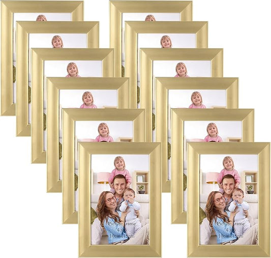 Giftgarden 4x6 Picture Frame Gold Set of 12, Multi Modern 4 x 6 Frames Bulk for Wall or Tabletop Display