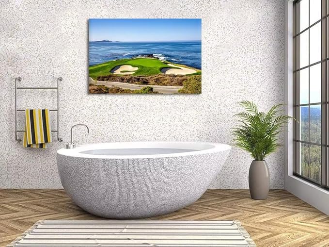 USA California Golf Course Wall Art for Living Room Bedroom Bathroom Home Decorations Golf Course Picture Poster Print on Canvas Modern Artwork Framed Ready to Hang(18''H x 24''W)