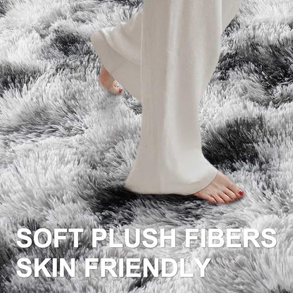 8x10 Ft Extra Large Shag Rugs for Living Room, Tie Dyed Ultra Soft Fluffy Furry Area Rugs for Bedroom Indoor Floor, Aesthetic Carpet for Kids Home Decor Black White