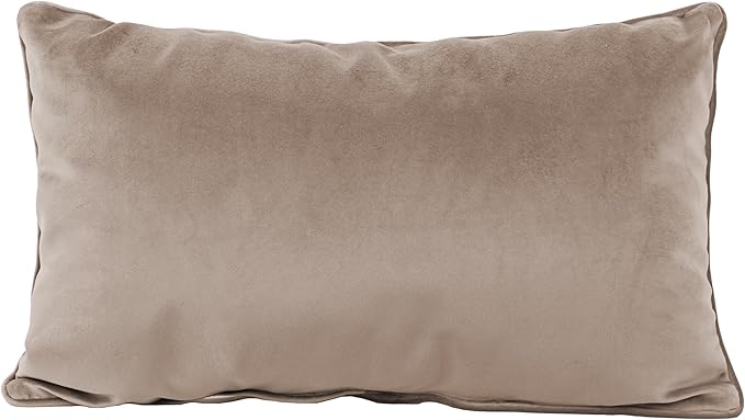 FDP 12" x 20" Velvet Rectangle Lumbar Pillow Set with Piping Decorative Throw Pillow for Home Décor in Living Room, Bedroom or Lounge (2-Pack) - Caffe, 15159-346