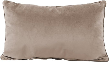 FDP 12" x 20" Velvet Rectangle Lumbar Pillow Set with Piping Decorative Throw Pillow for Home Décor in Living Room, Bedroom or Lounge (2-Pack) - Caffe, 15159-346