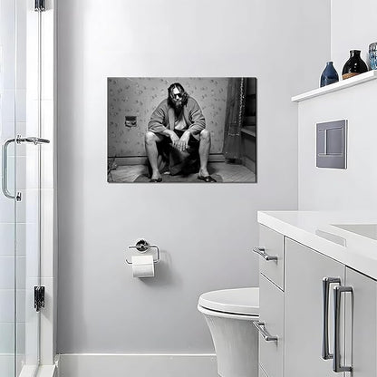 Funny Bathroom Wall Decor for Room Aesthetics - 90s Movie Posters Black and White Wall Art, Toilet Humour Amusing Cool Wall Art Funny Bathroom Signs 12X16 in