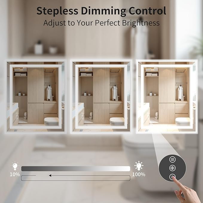 30"x36" LED Bathroom Mirror with Lights, Front & Backlit, Anti-Fog, Dimmable, 3 Color Temperature, CRI 90+, LED Mirror for Bathroom with Premium Full Aluminum Frame, Touch Control with Memory