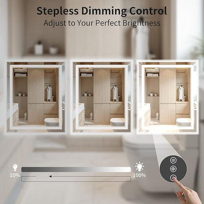 30"x36" LED Bathroom Mirror with Lights, Front & Backlit, Anti-Fog, Dimmable, 3 Color Temperature, CRI 90+, LED Mirror for Bathroom with Premium Full Aluminum Frame, Touch Control with Memory