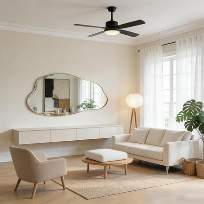 POZINO Large Irregular Beveled Mirror, 53.5"x27" Asymmetrical Aesthetic Mirror with Metal Frame, Cloud Shaped Mirrors for Living Room Bathroom Bedroom Hallway Entryway, Horizontal or Vertical Hanging