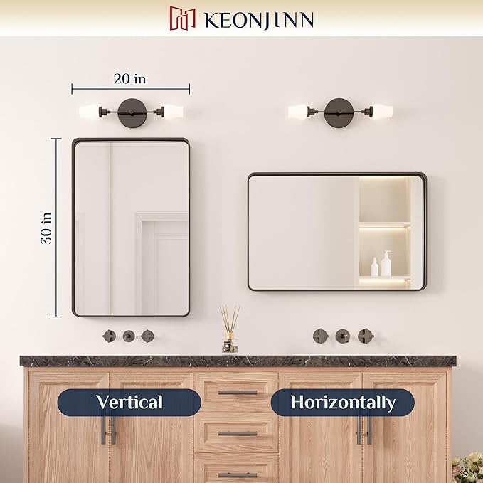 Keonjinn Black Bathroom Mirror, 20 x 30 Inch Rounded Rectangle Bathroom Mirrors for Over Sink Sandblasted Finish, Matte Black Farmhouse Vanity Mirror for Wall with Seamless Frame and HD Tempered Glass