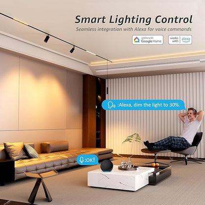 200W Low Voltage LED Power Driver Transformer with LED Controller, 24V DC Power Supply for Track Lighting, Dimmable & Control via App, Remote, Compatible Track Rails & Light Heads