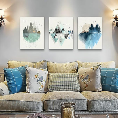 Lapremoly Canvas Wall Decoration For Living Room Bedroom Framed Art Abstract Geometry Mountain Artworks Pictures Office Inspiration Wall Decor Ready To Hang Wall Art Prints 3 Pieces