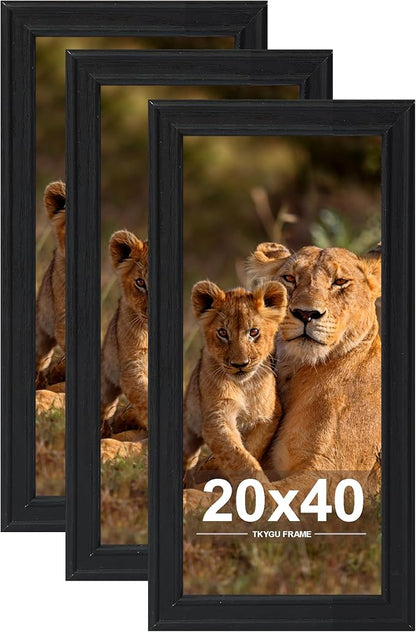 20x40 Picture Frame set of 3, Modern Style Woode Frame Black, Vertical & Horizontal Wall Hanging Large Studio Gallery Poster Frame for Photos, Posters - Art Prints best gift