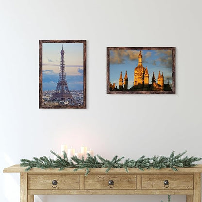 SESEAT 12x18 Frame Rustic Brown Set of 6, Gallery Poster Picture Frames for Wall Mounting