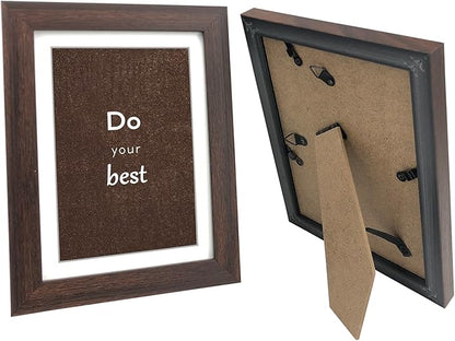 5x7 Walnut Picture Frame Set of 3 with Real Glass for Pictures 4x6 with Mat or 5x7 Without Mat, Wall or Tabletop Gallery Photo Frames