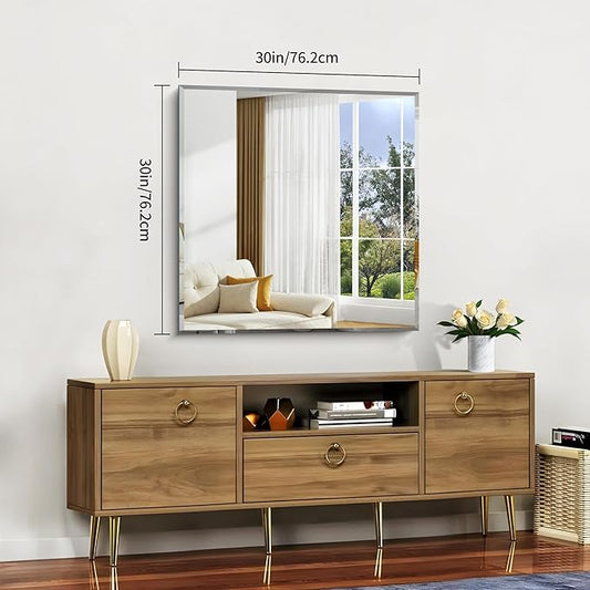 CILIBER Beveled Mirror, 30x30 Square Bathroom Mirrors for Wall, 3mm Tempered Glass Frameless Vanity Mirror Over Sink with Beveled Edge for Bathroom,Bedroom,Living Room and Entryway