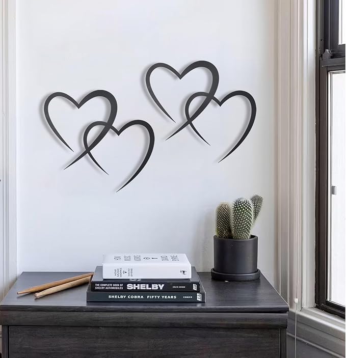 OYEFLY Infinity Heart Metal Wall Decor,Infinity Heart Wall Decor for Room Living,Wedding Decor (Black, style3 11.4 x 10.7in)