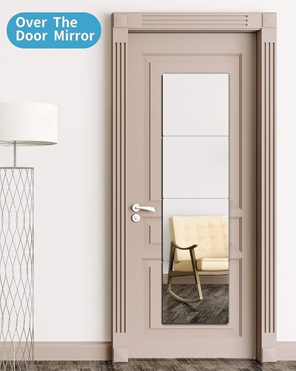 quegau Full Length Wall Mirror Tiles, Made of Shatterproof Plexiglass Acrylic (XL-Large 16"x 16"x 4 Pcs); Non Glass Safety Mirror Great for Baby Kids Playroom, Bedroom, Door, Home Gym