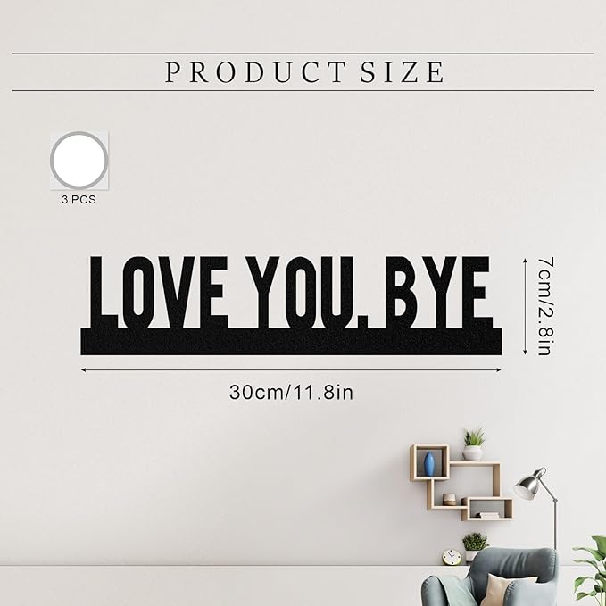 Love You Bye Sign, Metal Love You Bye Sign Above Door for Hallway Decor, You Bye Door Topper for Valentine's Gift