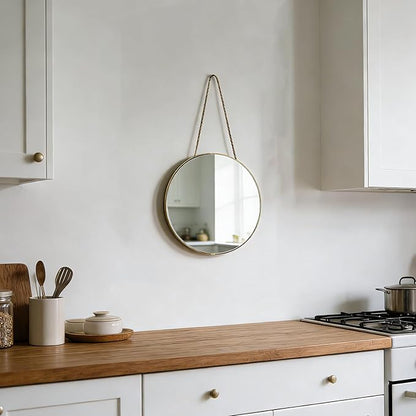 Round Wall Mirror Door Mirror PVC Plastic Frame (Gold, 8.66 inch)