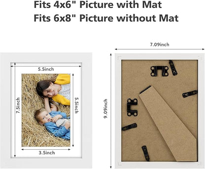 Golden State Art, 6x8 Picture Frame Set of 3 - Matted to 4x6 Photo - Engineered Wood Gallery Frame Set - Wall Mounting or Tabletop Display (White,3 Pack)