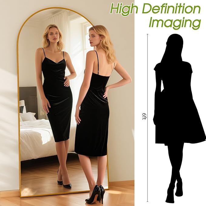 76"x34" Floor Mirror Full Length, Arched Full Length Mirror with Stand, Large Full Body Mirrors for Bedroom Living Room or Cloakroom Gold