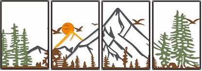 DICYWUDI Colorful Metal 47.24 x 15.7 inch Mountain Wall Decor – Minimalist Wall Art for or Indoor Kitchen Bathroom Bedroom Living Room Dining Room