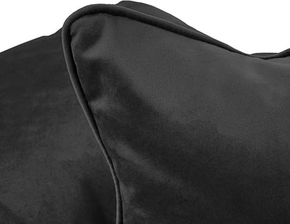 FDP 16" x 24" Velvet Rectangle Lumbar Pillow Set with Piping Decorative Throw Pillow for Home Dcor in Living Room, Bedroom or Lounge (2-Pack) - Onyx, 15160-350