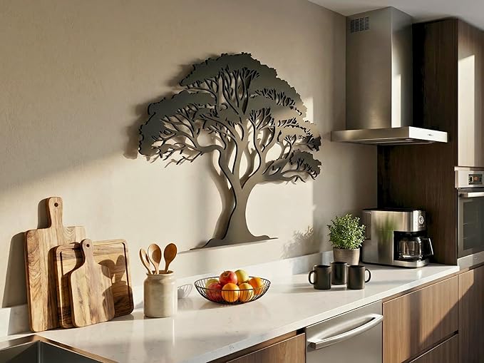 Vailla Tree of Life Decor 3D Wall Art Woonden Wall Hanging Modern Wall Home Decoration 3D Textured Sculptures for Living Room Bedroom Office Dinnig Room 3 Panels Family Tree