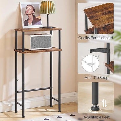 HOOBRO Narrow Console Table Set of 2 for Small Space, 15.7" Entryway Table with Storage, Sofa Table with 2 Shelves, Skinny Console Tables for Entryway, Hallway, Rustic Brown and Black BF40XGP201
