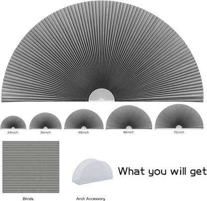 Arch Window Shade Blackout Cellular Shades Half Circle Moon Window Covering No Drill Honeycomb Cordless Blinds for Indoor Window Room Darkening Easy Install Light Blocking Blinds (1, Grey, 36x18inch)
