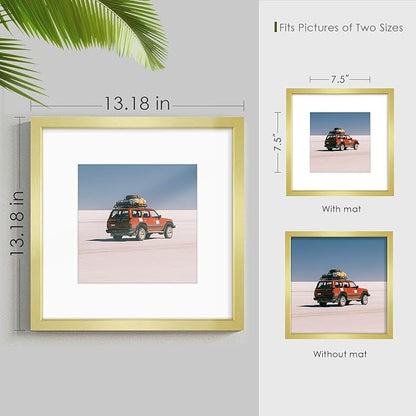 12x12 Picture Frame Sef of 10, Display Pictures 8x8 with Mat or 12 x 12 Without Mat, Photo Frame Collage for Wall Gallery Decor, Wall Mounted, Gold