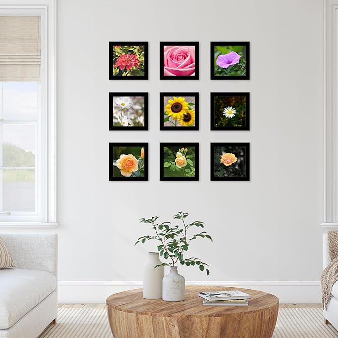 JCJMY 12 Packs 4x4 Picture Frames, Lightweight 4 by 4 Frames Bulk Set of 12 Collage Wall Decor Photo Frames Set for Wall and Tabletop, Black