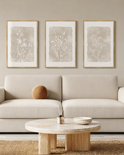 Drsoum Botanical Flower Wall Art Framed Vintage Floral Wall Prints Wildflower Neutral Rustic Bohemain Artwork Farmhouse Bedroom Ready to Hang 16x24in Natural Framed