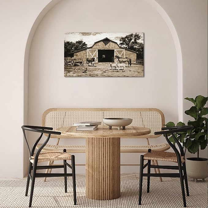 Saypeacher Rustic Farm Animals Wall Art Vintage Picture Print Farmhouse Decor 20"x36"
