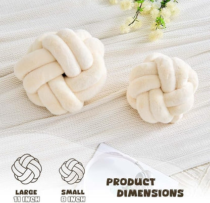 Knot Pillow Ball, Soft Home Decorative Throw Pillows Cushion, Round Changeability Knotted Pillows, Modern Home Handmade Cushions for Bedroom, Sofa, Couch (8 Inch, Beige)