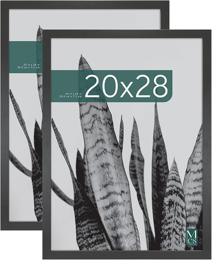 MCS Studio Gallery 20x28 Poster Frame Black Woodgrain Engineered Wood, Vertical & Horizontal Wall Hanging Large Picture Frame for Photos, Posters & Art Prints (2-Pack)