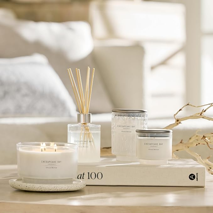 Chesapeake Bay, Reed Diffuser, 5.7oz, Ocean Retreat Scent, Mood Evoking, Sea Glass-Inspired Jar, Room Filling Fragrance Made with Essential Oils, Coastal Fragrance for Home Décor or Gifting