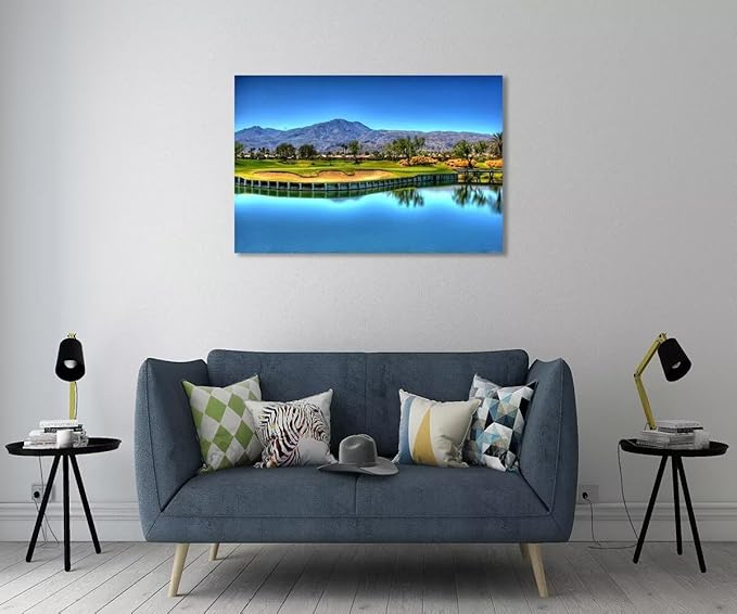 Augusta National USA Golf Course Wall Art for Living Room Bedroom Bathroom Home Decorations Georgia USA Golf Course Picture Poster Framed Artwork Canvas Prints Ready to Hang(18''H x 24''W)