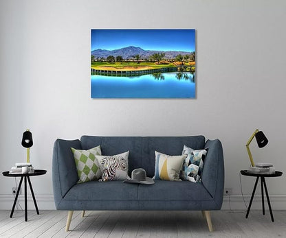 Augusta National USA Golf Course Wall Art for Living Room Bedroom Bathroom Home Decorations Georgia USA Golf Course Picture Poster Framed Artwork Canvas Prints Ready to Hang(18''H x 24''W)