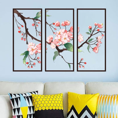 Resama 3 Pcs Metal Wall Art, Flowers Decor Hanging Flower, 2D Rustic Metal Wall Sculpture for Living Room Bedroom, Modern Floral Nature Wall Hanging Decor (30.6x22in)