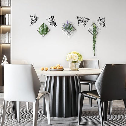PoYang 4 Pieces Metal Butterfly Wall Decor - Butterflies Metal Wall Art for Living Room Dining Room Bedroom Bathroom Kitchen | Black | Lightweight | Cute and Modern | Easy to Install