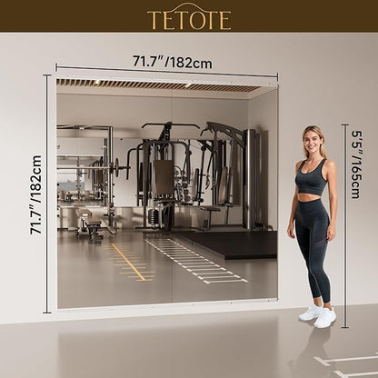 TETOTE Gym Mirrors for Home Gym Wall Large 72" x 36" - 2PCS Workout Exercise Fitness Mirror, Tempered Glass Frameless Full Length Mirror for Garage, Dance Studio, Yoga, Bedroom, Living Room