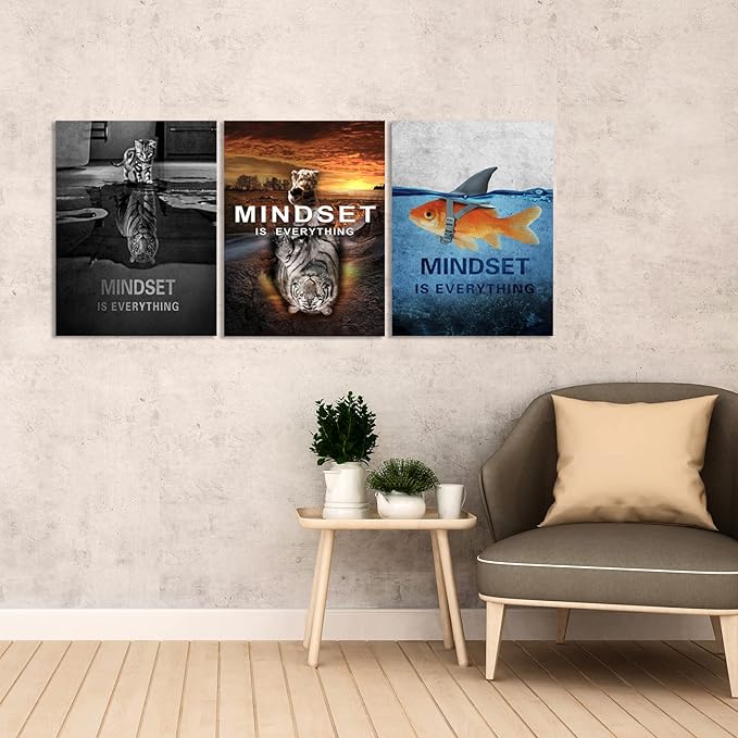 Success Wall Painting Inspirational Art Office Decor Motivational Canvas Black Poster Positive Framed Artwork Prints Picture for Living Room [36'W x 16'H]